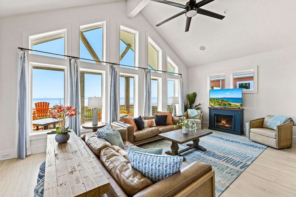 Coastal vacation rental interior with ocean view designed to increase bookings