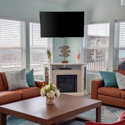 Well-furnished coastal vacation rental living room on the Texas Gulf Coast