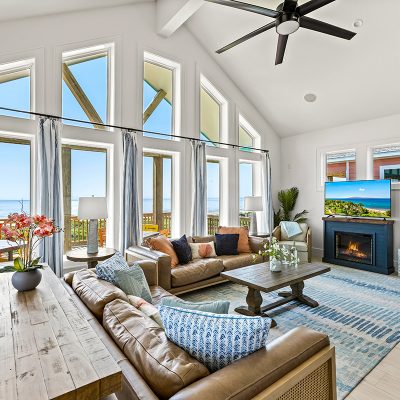 Coastal vacation rental interior with ocean view designed to increase bookings
